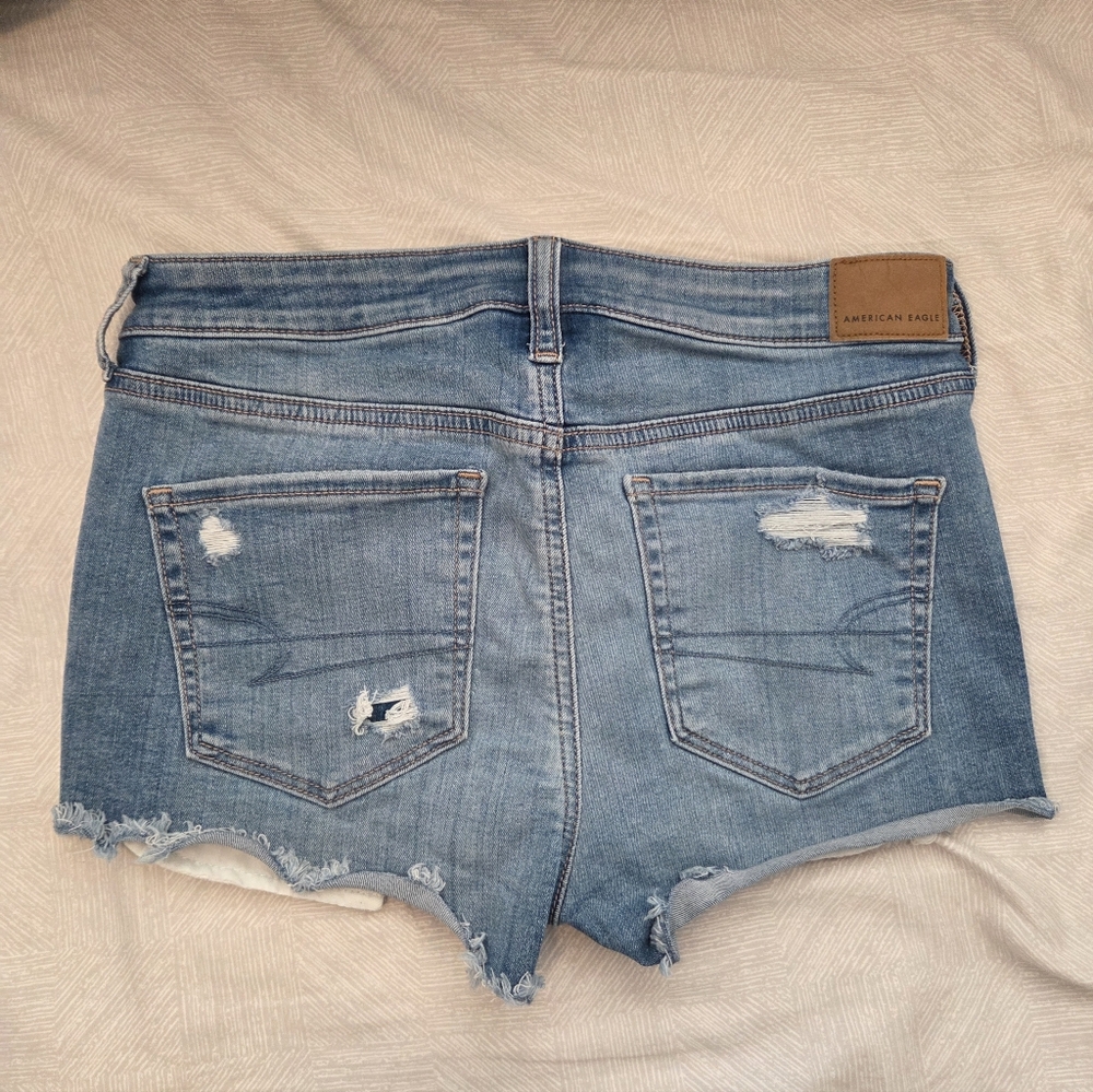 American Eagle Distressed Low Rise Denim Cutoff Shorts - Picture 2 of 2